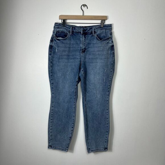 Judy Blue Denim - Judy Blue Boyfriend Jeans Womens 14W High‎ Rise Ankle Medium Wash Plus